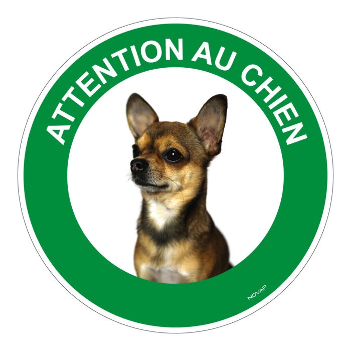 Panneau Attention au chien Chihuahua - Rigide Ø180mm - Novap Panneau Attention au chien Chihuahua - Rigide Ø180mm - Novap