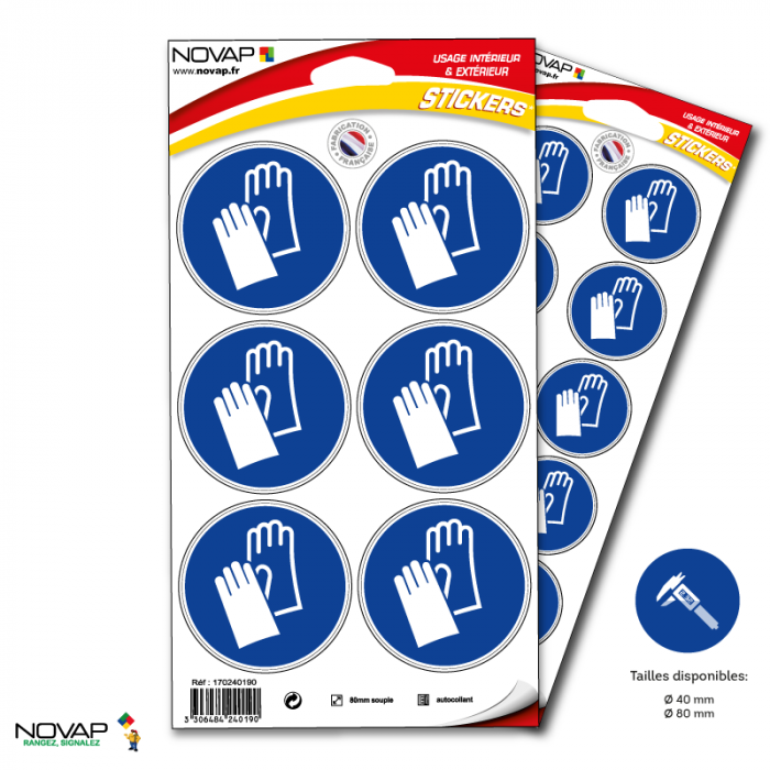 panneau de signalisation Protection obligatoire des mains-gants de  protection