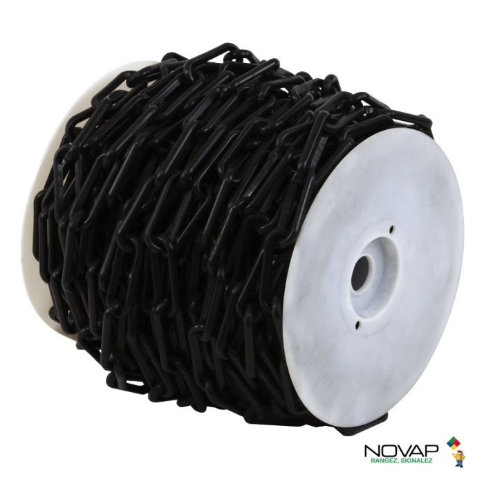 Chaîne D'Avertissement En Plastique – 6 Mm X 10 M – Pour Parking, Chantier, Zones Dangereuses – Noir – Résistante Aux Intempéries