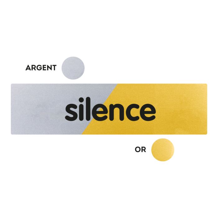 Plaquettes de porte 170x45mm - Silence - Argent & Or - Novap Plaquettes de porte 170x45mm - Silence - Argent & Or - Novap
