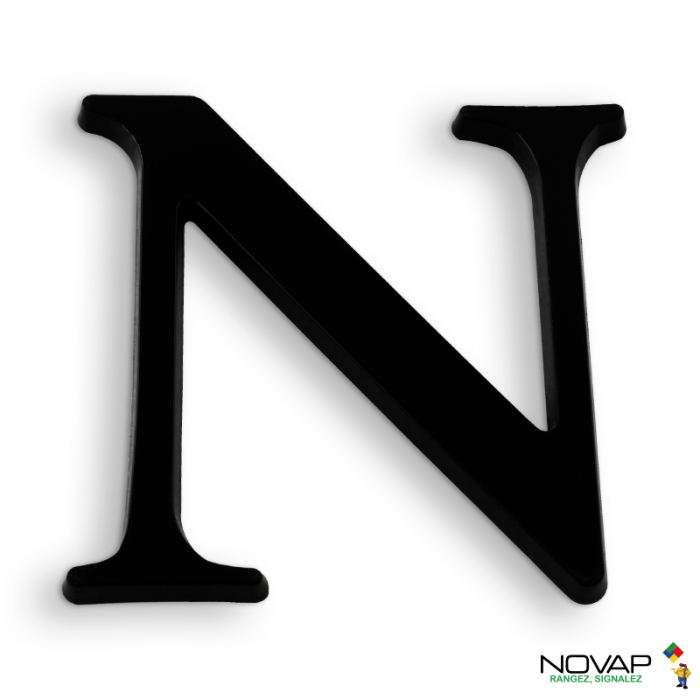 Lettre N en relief autocollant - Noire Lettre N en relief autocollant - Noire
