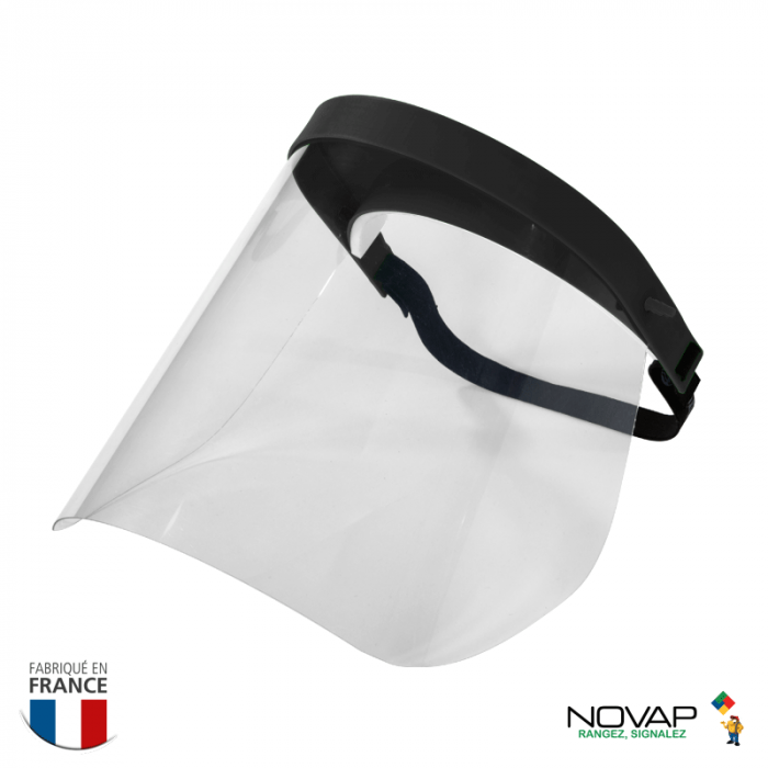 Visière transparente noire de protection individuelle (EPI)