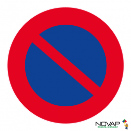 Panneau stationnement interdit PVC 1,5 mm. Disque interdiction de  stationner rouge et bleu. Panneau signalisation