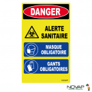 Panneau Danger alerte sanitaire - haute visibilité - 200x330mm - Novap
