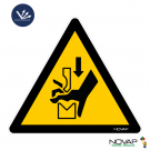Panneau Danger écrasement de la main dans une presse plieuse - Classe 2 - Novap