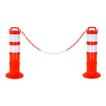 Kit de 2 balises modulables Orange fluo avec deux bandes rétroréfléchissantes - Novap