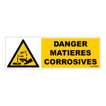 Panneau Danger matières corrosives - Rigide 450x150mm - 4030722