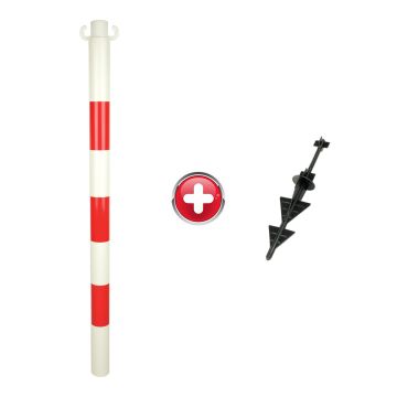 Poteau PVC Rouge/Blanc avec pointe - 2000031