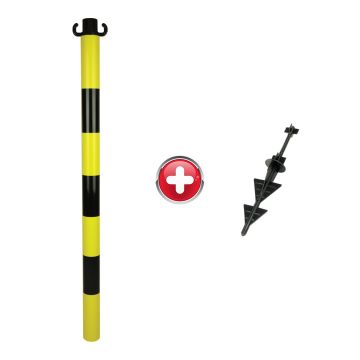 Poteau PVC Jaune/Noir avec pointe - 2000062