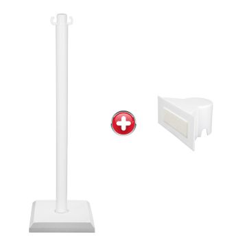Poteau PVC Blanc sur socle lesté 3kg avec support panneau - 2000079