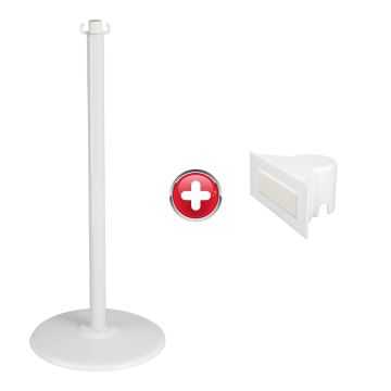 Poteau acier Blanc sur socle acier avec support panneau - Novap