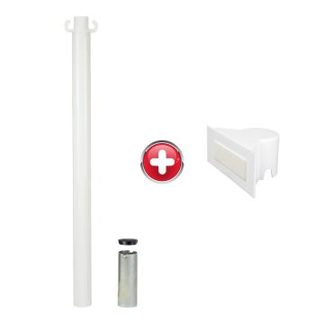 Poteau acier Blanc à sceller avec support panneau - Novap
