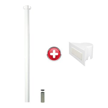 Poteau acier 1m10 Blanc à sceller avec support panneau - Novap