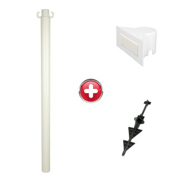 Poteau PVC Blanc sur pointe avec support panneau - 2000246