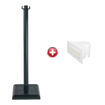 Poteau PVC grande hauteur Noir sur socle lesté 3kg avec support panneau - 2000529