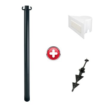 Poteau PVC Noir sur pointe avec support panneau - 2000536