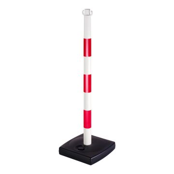 Poteau PVC Rouge/Blanc sur socle à lester 4kg - Novap