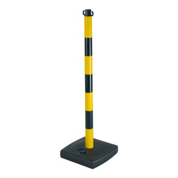 Poteau PVC Jaune/Noir sur socle à lester 4kg - Novap