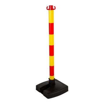 Poteau PVC Jaune/Rouge BI-POSE sur socle lesté 4kg - Novap