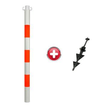 Poteau PVC Orange fluo/Blanc avec pointe - 2002325
