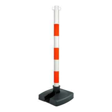Poteau PVC Orange fluo/Blanc BI-POSE sur socle lesté 4kg - Novap