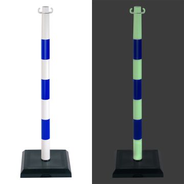 Poteau PVC Bleu/Photoluminescent sur socle lesté 3kg - Novap