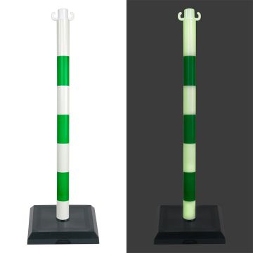Poteau PVC Vert/Photoluminescent sur socle lesté 3kg - Novap