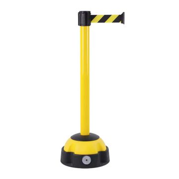 Poteau alu jaune à sangle jaune/Noir sur socle balise - Novap