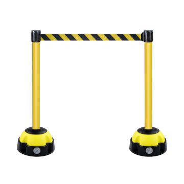 Kit 2 poteaux alu jaune à sangle jaune/noire sur socle balise à lester- 2019934