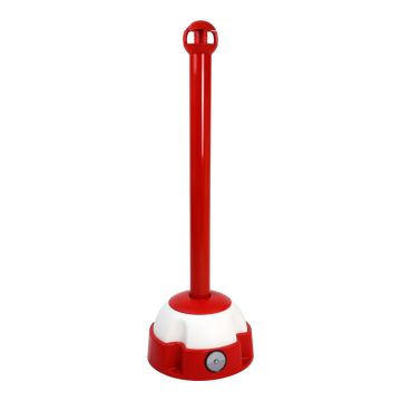 Poteau aluminium rouge sur socle balise avec tête 4 crochets - 2020244