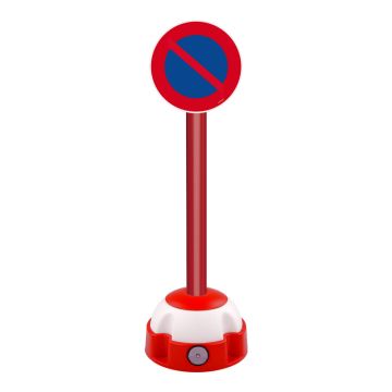 Poteau aluminium Rouge sur socle balise avec panneau - Défense de stationner - Novap