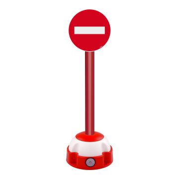 Poteau aluminium Rouge sur socle balise avec panneau - Sens interdit - Novap