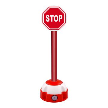 Poteau aluminium Rouge sur socle balise avec panneau - Stop - novap