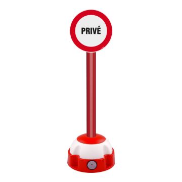 Poteau aluminium Rouge sur socle balise avec panneau - Privé - Novap