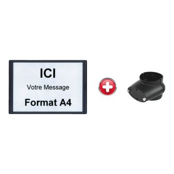 Panneau support d'Information A4 Noir, avec collier de liaison pour tube Ø 50mm - 2030359