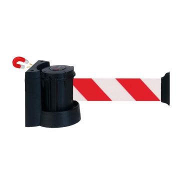 Dérouleur mural magnétique avec sangle Rouge/Blanc hachuré- Novap