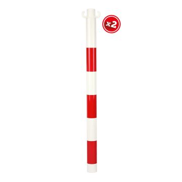 Kit de 2 poteaux acier Rouge/Blanc sans manchon - Novap