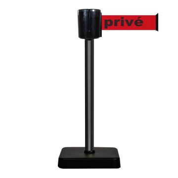 Poteau alu noir sangle rouge privé 10m x 100mm sur socle mobile - 2800952