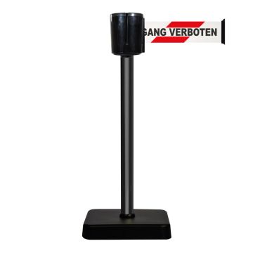 Poteau alu noir sangle rouge NO ACCESS, ACCES INTERDIT, ZUGANG VERBOTEN 10m x 100mm sur socle mobile - 2800976