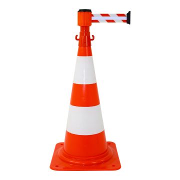 Kit cône avec dérouleur 50mmx3m Rouge/Blanc Rétroréfléchissant - Novap