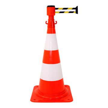 Kit cône avec dérouleur 50mmx3m Jaune/Noir Rétroréfléchissant - Novap