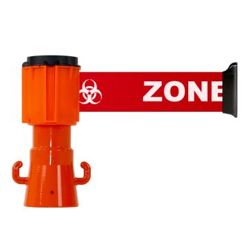Enrouleur de sangle Rouge Zone contaminée pour cônes - Novap