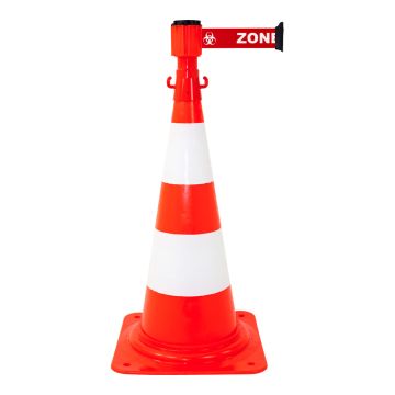 Kit dérouleur de sangle Rouge Zone contaminée + cônes - Novap