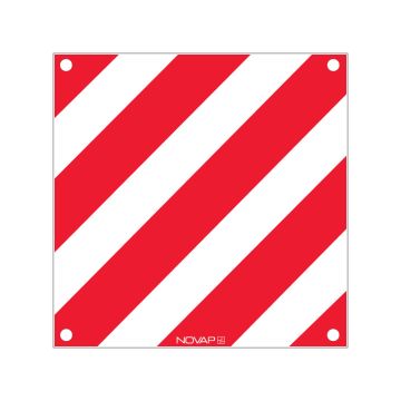 Panneau de signalisation avec œillet - Standard 480x480mm - hachuré rouge/blanc - Novap