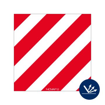 Panneau de signalisation sans œillet - Classe B 480x480mm - hachuré rouge/blanc - Novap