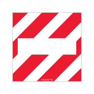 Panneau de signalisation + Zone neutre sans œillet - Standard 480x480mm - hachuré rouge/blanc - Novap