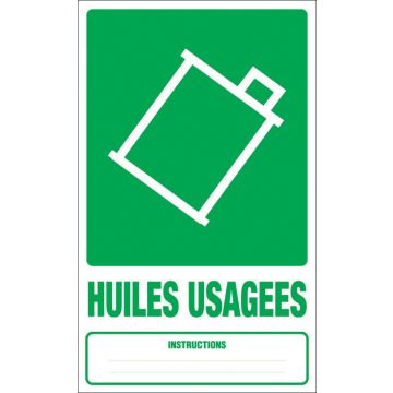 Panneau Dechets huiles usagées - Rigide 330x200mm - 4000657