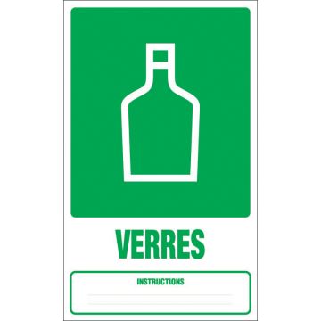 Panneau Dechets verre (tri sélectif) - Rigide 330x200mm - 4000695