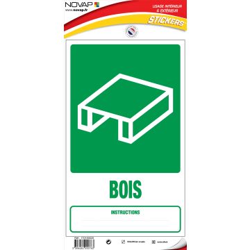 Panneau Dechets bois - Vinyle adhésif 330x200mm - 4000763