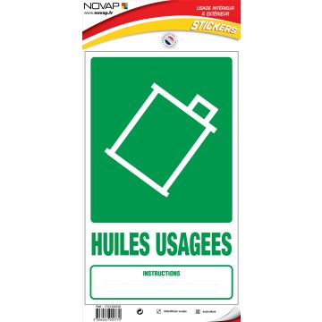 Panneau Dechets huiles usagées - Vinyle adhésif 330x200mm - 4000770
